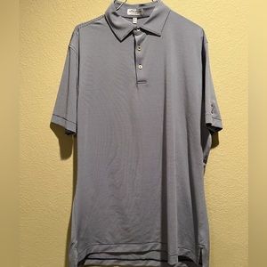 Peter Millar Blue and White Striped Golf Shirt